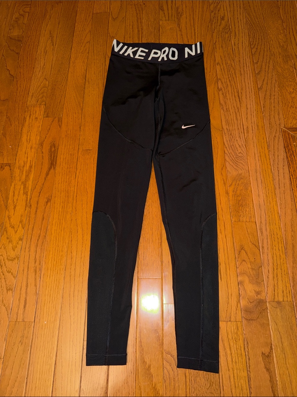 Nike Black High-Rise Training Leggings with White Logo Waistband